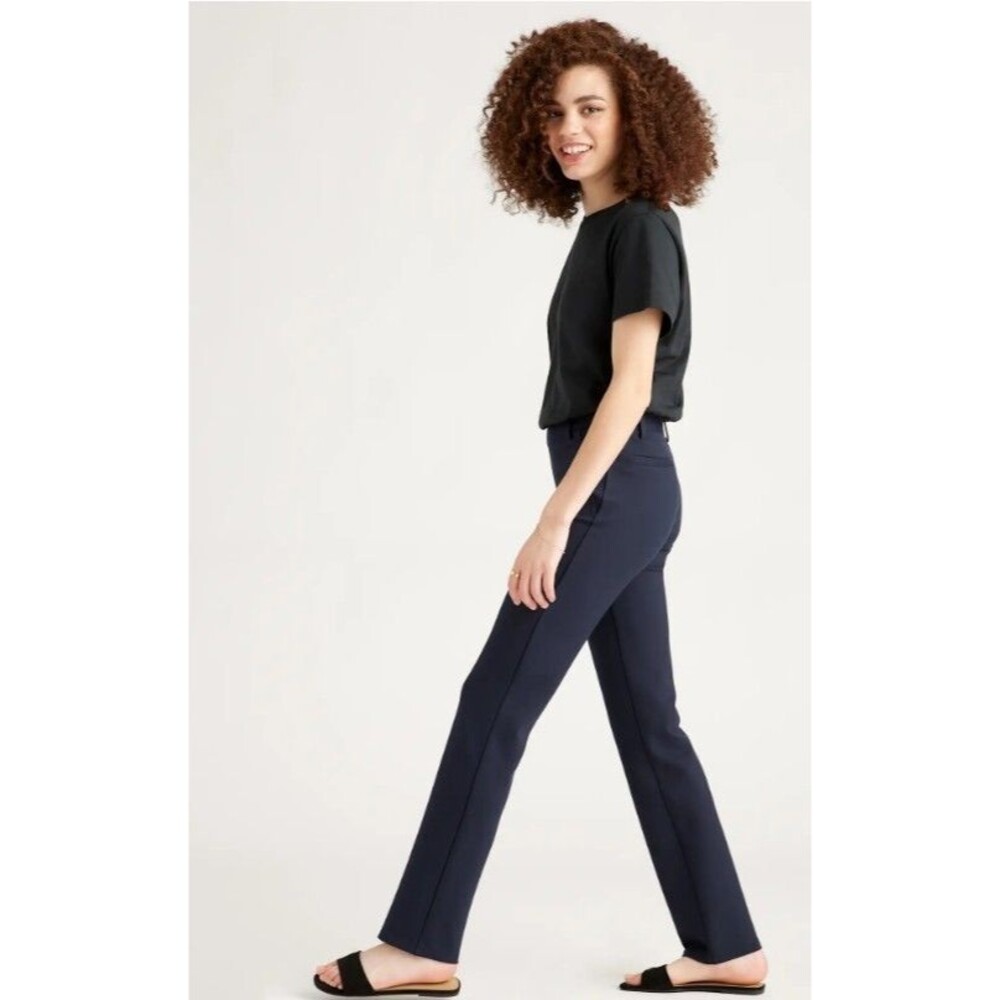 Quince Tall Pants Navy Ultra Stretch Ponte Straight Leg Pull On Pants Med TALL - Picture 1 of 8